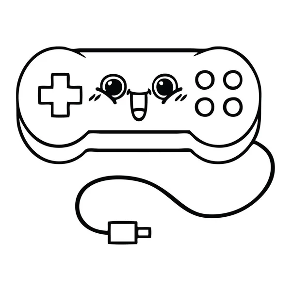 Лінійний Малюнок Мультфільму Ігрового Контролера — стоковий вектор
