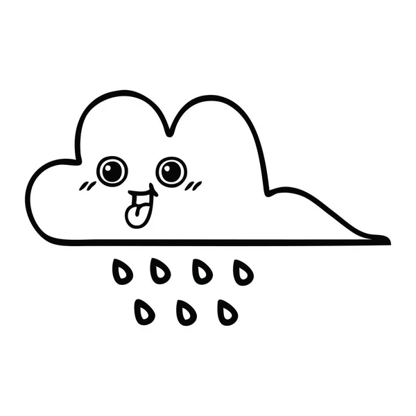 Linea disegno fumetto pioggia nube — Vettoriale Stock
