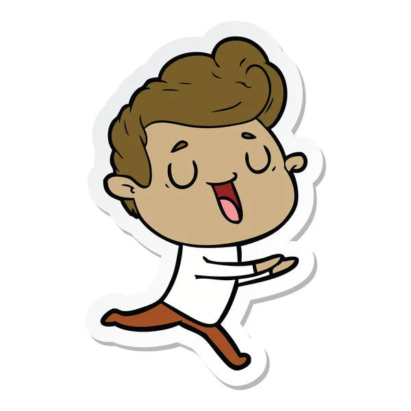 Sticker Van Een Happy Cartoon Man — Stockvector