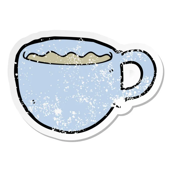 Nödställda klistermärke cartoon kaffe kopp — Stock vektor