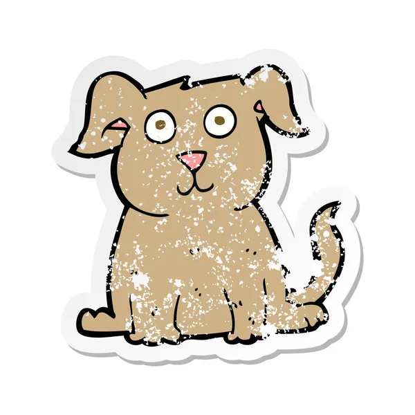 Pegatina Retro Angustiado Perro Feliz Dibujos Animados — Archivo Imágenes Vectoriales