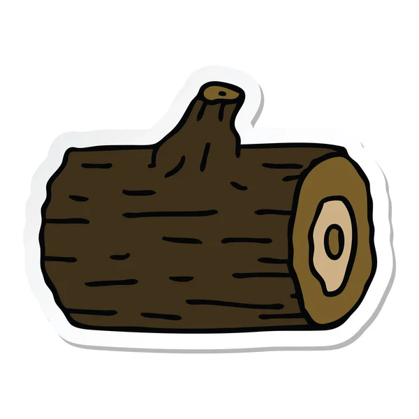 Etiqueta de uma mão peculiar desenhada desenho animado madeira log — Vetor de Stock