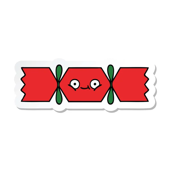 Sticker Van Een Leuke Cartoon Christmas Cracker — Stockvector