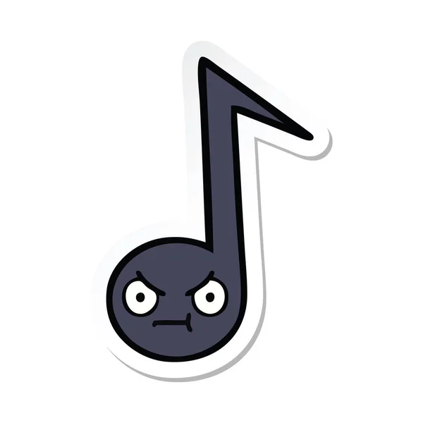 Pegatina Una Nota Musical Dibujos Animados Lindo — Vector de stock