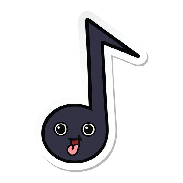 Sticker of a cute cartoon musical note — Stock Vector