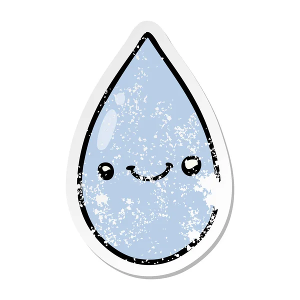 Distressed Sticker Cartoon Cute Raindrop — Stock Vector