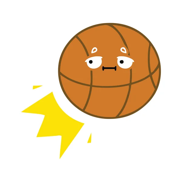 Plat Couleur Rétro Dessin Animé Basket Ball — Image vectorielle