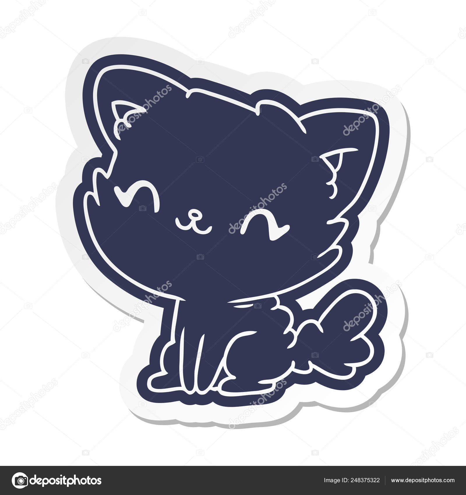 Desenho animado bonito kawaii gato fofo imagem vetorial de lineartestpilot©  248322500