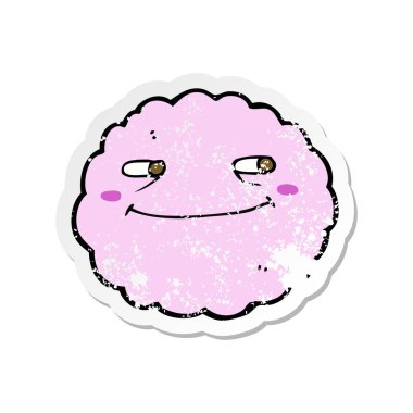 Retro sıkıntılı etiket bir karikatür mutlu bulut