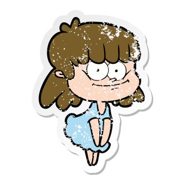 bir çizgi film gülümseyen kadın sıkıntılı etiket