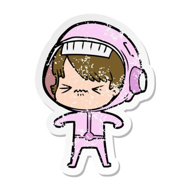 bir kızgın çizgi film alan kızın sıkıntılı etiket