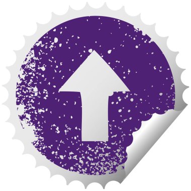 İşaretçi bir oka sıkıntılı dairesel peeling etiket sembolü