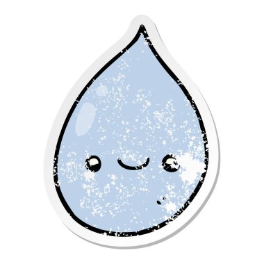 bir çizgi film yağmur damlası sıkıntılı etiket