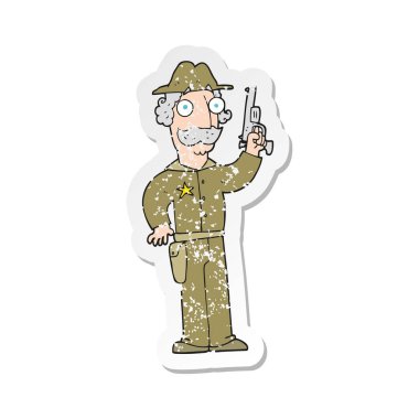 bir çizgi film Şerif Retro sıkıntılı etiket