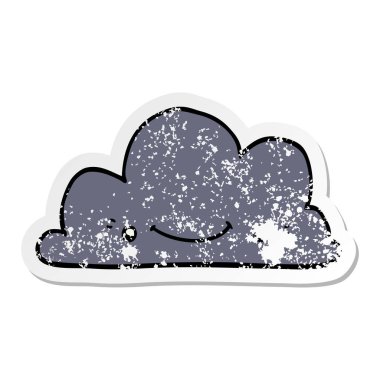sevimli çizgi bulut sıkıntılı etiket