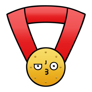 Degrade gölgeli karikatür altın madalya