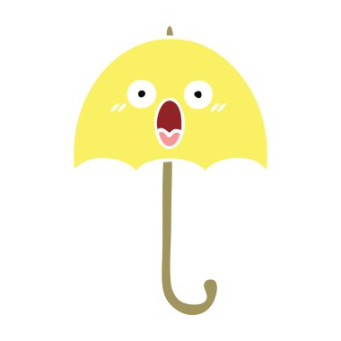 düz renk retro karikatür bir şemsiye