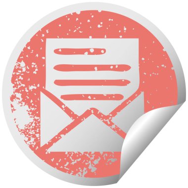 bir mektup ve zarf sıkıntılı dairesel peeling etiket sembolü