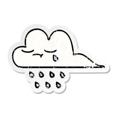 sevimli çizgi yağmur bulutu sıkıntılı etiket