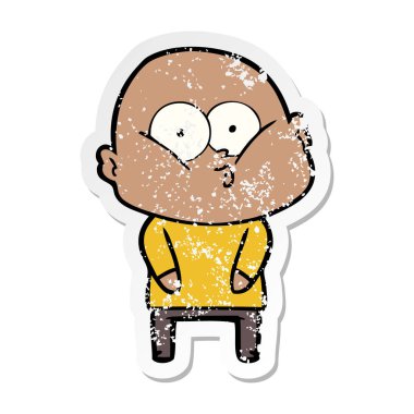 bakan bir karikatür kel adamın sıkıntılı etiket