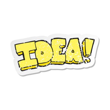 bir çizgi film fikir sembol Retro sıkıntılı etiket