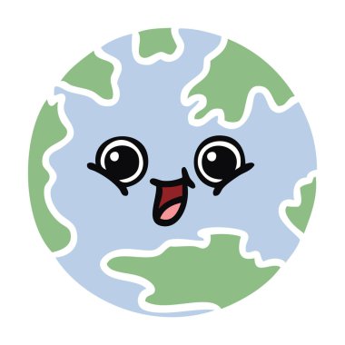 planet Earth düz renk retro çizgi film