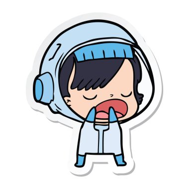 etiket açıklayan bir karikatür astronot kadının