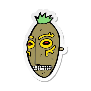 etiket bir karikatür kabile maskesi