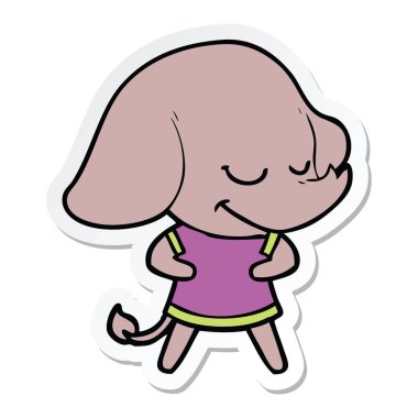 etiket fil gülümseyen bir karikatür