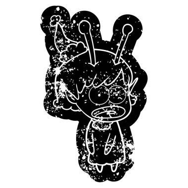 Noel Baba ha giyen şok bir uzaylı kız çizgi film sıkıntılı simgesi