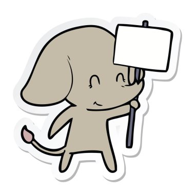 etiket işareti ile sevimli çizgi fil