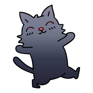 ilginç degrade gölgeli karikatür kedi