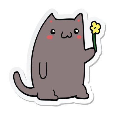 etiket bir sevimli çizgi kedi