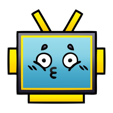 Degrade gölgeli karikatür bir robot baş