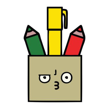 sevimli çizgi kalem pot