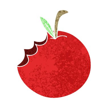 Retro illüstrasyon stil ilginç karikatür elma