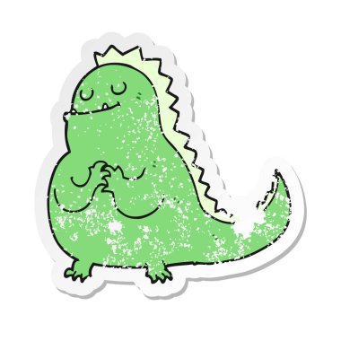 bir çizgi film dinozor sıkıntılı etiket