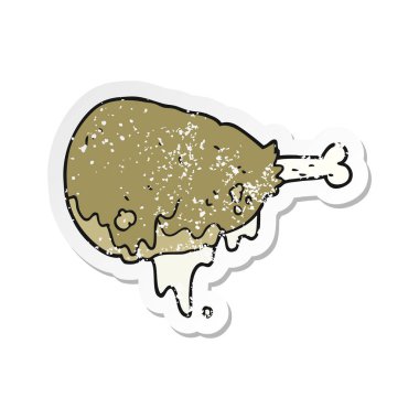 Retro etiket tavuk budu pişmiş bir karikatür sıkıntılı
