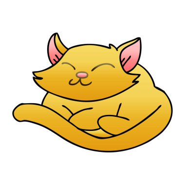 Degrade gölgeli ilginç karikatür kedi