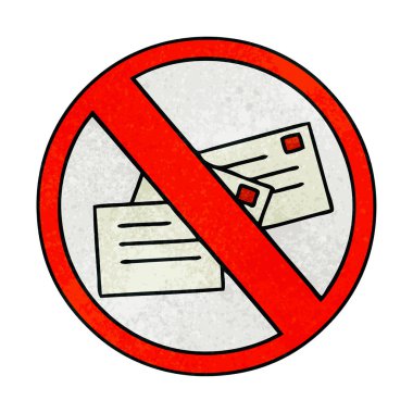 Retro grunge doku karikatür bir No post işareti