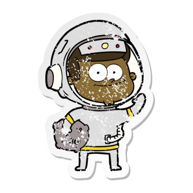 mutlu astronot karikatür sıkıntılı etiket
