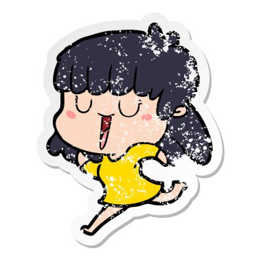 bir çizgi film kadının sıkıntılı etiket