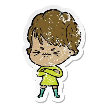 bir çizgi film sinirli kadın sıkıntılı etiket