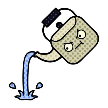 çizgi roman tarzı çizgi film dökerek su ısıtıcısı