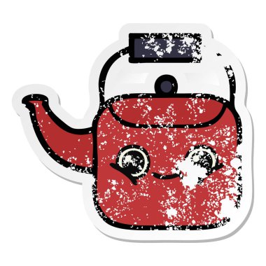 sevimli çizgi Kettle sıkıntılı etiket