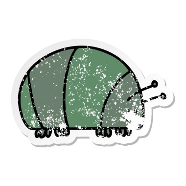 ilginç bir el sıkıntılı etiket karikatür böceği çizilmiş