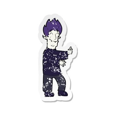 bir çizgi film heyecanlı vampir Retro sıkıntılı etiket