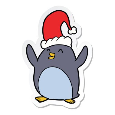mutlu bir Noel penguen etiket