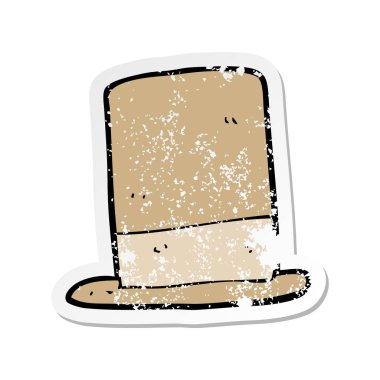 bir çizgi film eski şapka Retro sıkıntılı etiket