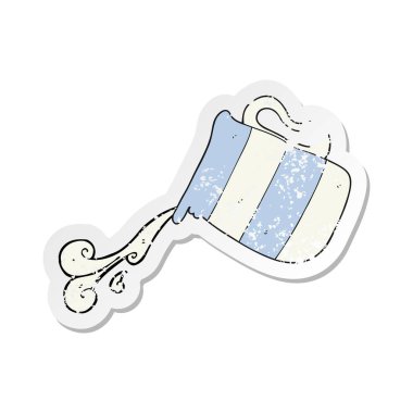 Retro etiket süt sürahi dökme bir karikatür sıkıntılı